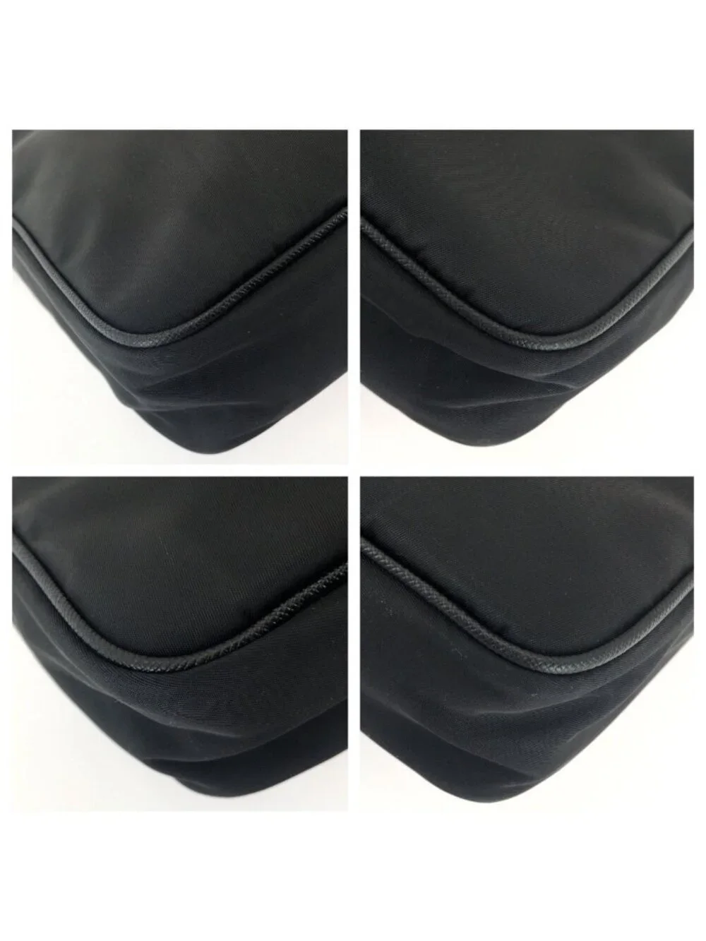 Prada Tessuto Saffiano Black Silver Nylon Leather Shoulder Bag